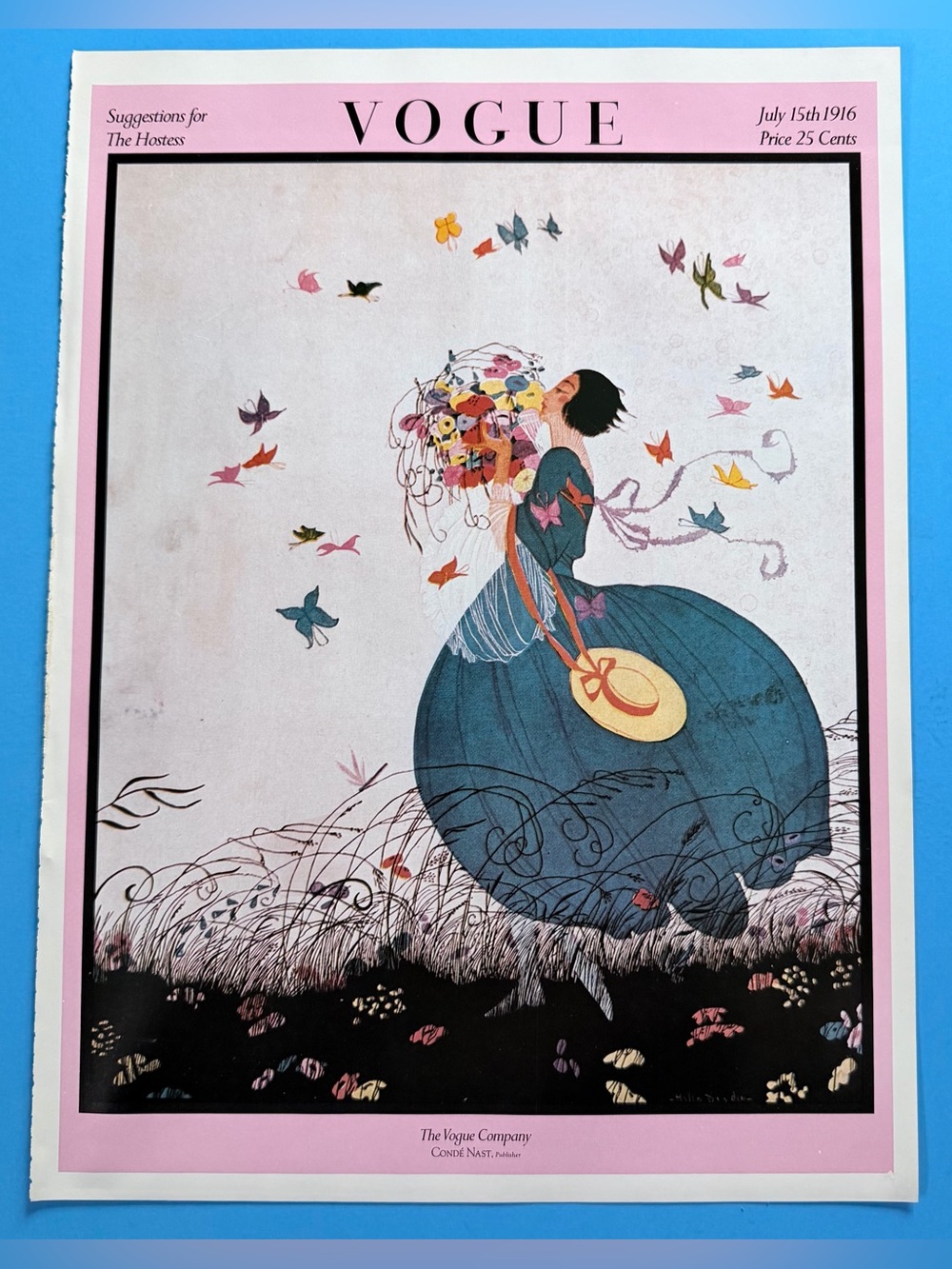 VTG 1975 Vogue Poster Book Helen Dryden July 15 1916 Butterfly Fashion Print